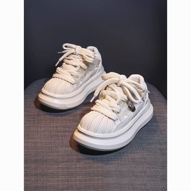 Breathable Thick-Soled Trendy Shoes for Women 2026 Early Spring New Designer Style Niche Color-Blocking Shell Shoes Mesh Casual Sneakers