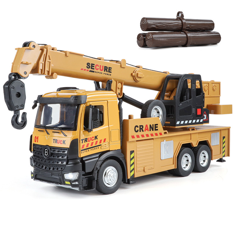 Modelo de Grúa de Ingeniería de Aleación Grande con Efectos de Luz y Sonido, Juguete Infantil de Vehículo de Transporte, Grúa, Venta al por Mayor Transfronteriza
