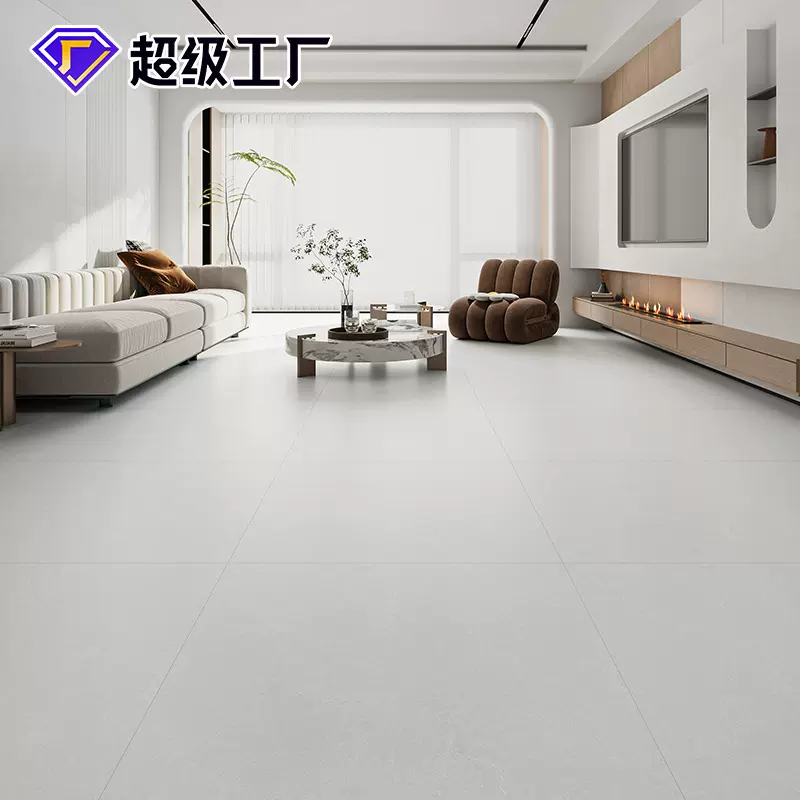 佛山柔光肌肤釉800x800瓷砖奶油风微水泥灰色客厅防滑地砖