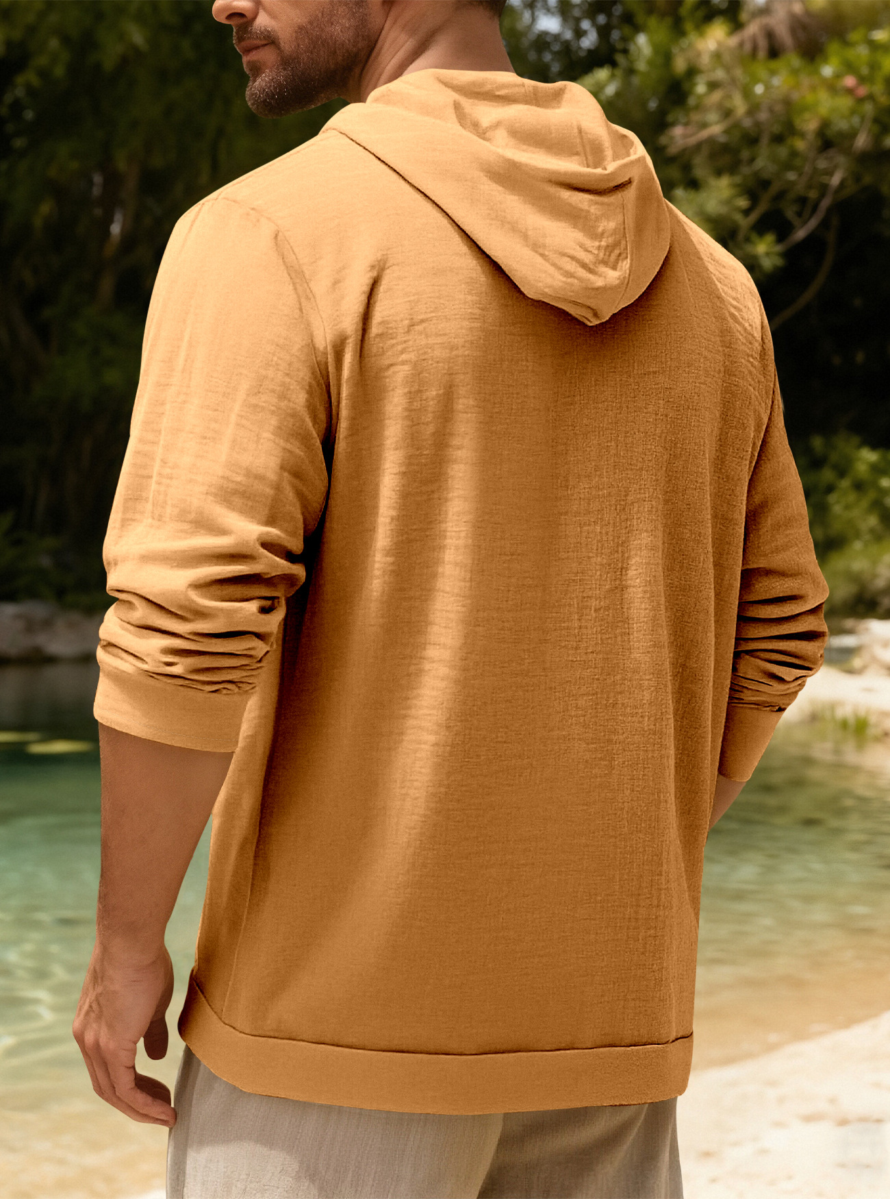 Giacca camicia uomo in cotone e lino casual primavera autunno_voghion.com