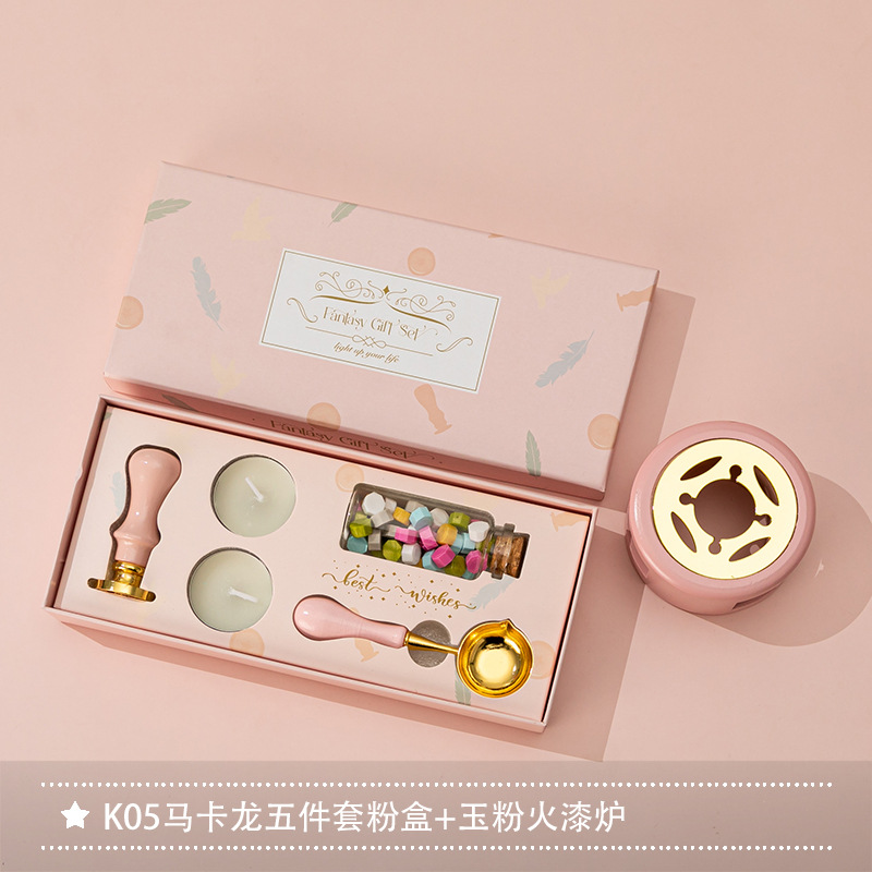 Nuevo macaron fuego pintura cera grano horno sello mano cuenta Día de San Valentín cumpleaños regalo fuego pintura sello conjunto completo al por mayor