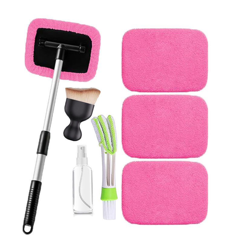 조합 8(4): 분홍색 천 커버 4개 + 사각형 플라스틱 부품 1세트 + 스프레이 병 1개 + 에어컨 청소 브러시 ​​1개 + 틈새 브러시 1개