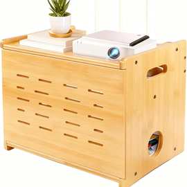 木制电缆插排整理盒投影仪置物架路由器收纳盒桌面数据线收纳盒