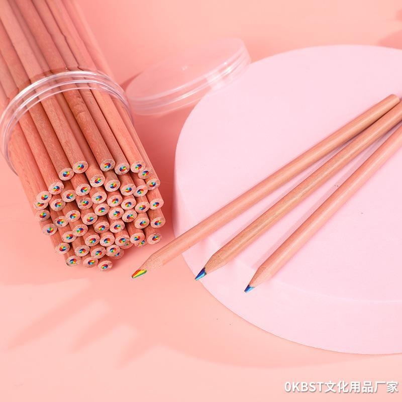 48-pieza barril Arco Iris lápiz 7-color multicolor registro Arco Iris degradado color plomo Escuela Primaria estudiante pintura lápiz