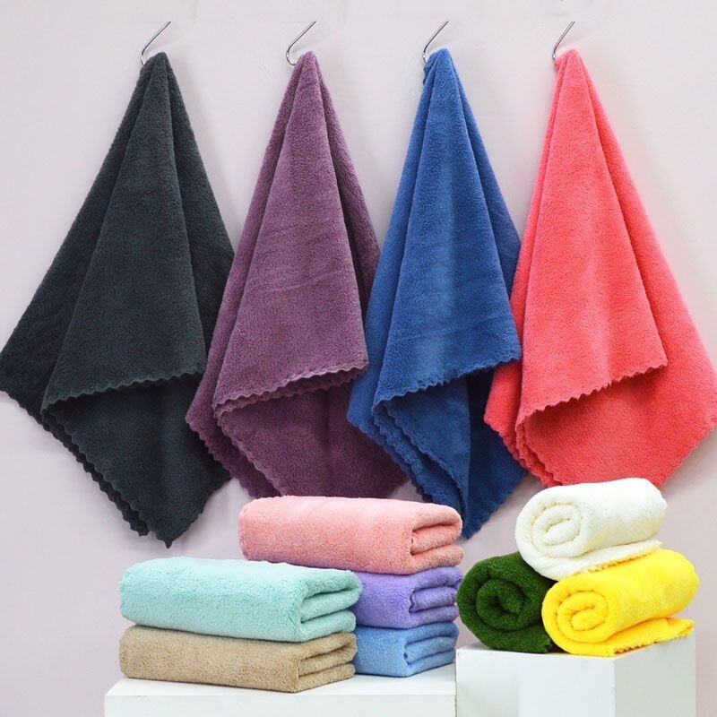 Coral fleece towel, double-sided, soft, absorbent, quick-drying, and lint-free, suitable for both men and women, for use at home for washing the face and body