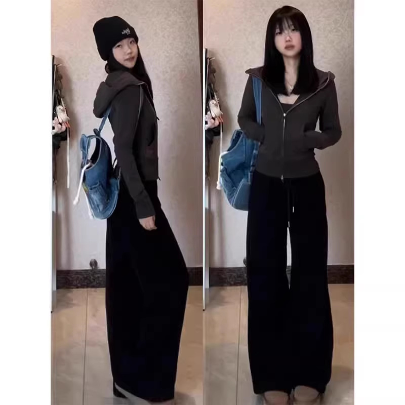 山东即墨卫衣短款连帽外套女早秋季2025新款韩系慵懒风小个子开衫|undefined