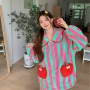 加厚长袖条纹撞色家居服