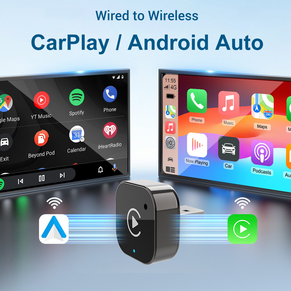 Cross-Border Wireless Carplay Adapter Android Automatic Wireless Converter Supports Apple/Xiaomi/Samsung