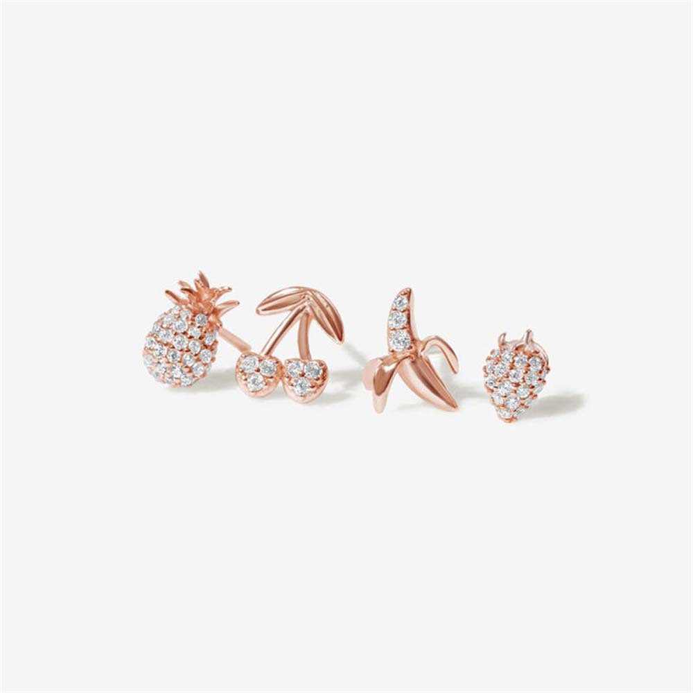wholesale alloy diamond cherry pineapple banana earrings set Nihaojewelry