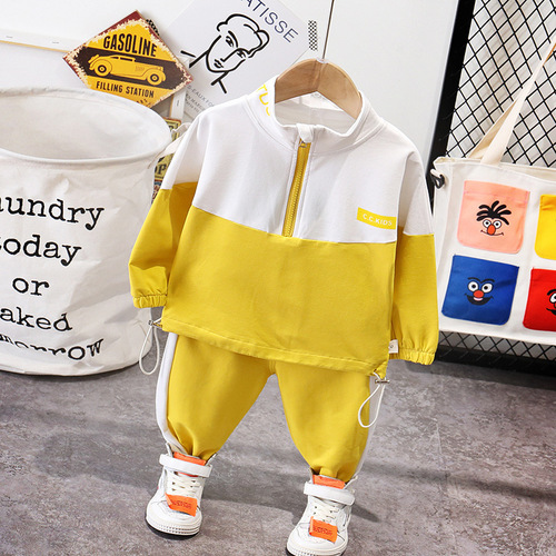Children's suit set with long-sleeved zipper jacket and pants