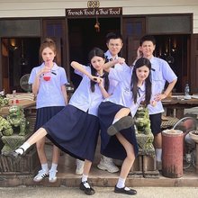 jk制服毕业校服泰国学院风运动会泰式高中学生班服套装短袖衬衫女