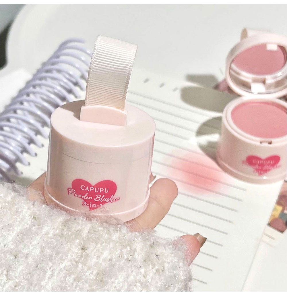 CAPUPU~ Peach Intoxication Soft Skin Blush, fine and natural texture, low saturation gray powder blush box, matte, versatile for cross-border use undefined
