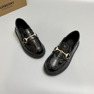 Girls Leather Shoes Spring Autumn Winter New Black Student Loafers Four Seasons Casual Shoes British Style Soft Sole Children's Shoes