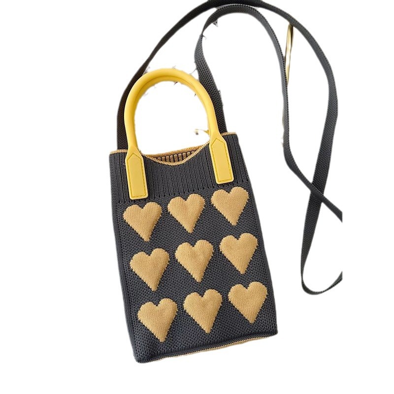 Nuevo amor bolso del teléfono móvil bolso de punto al por mayor de gran capacidad bolso de mano estudiante crossbody bolsa de lana fábrica