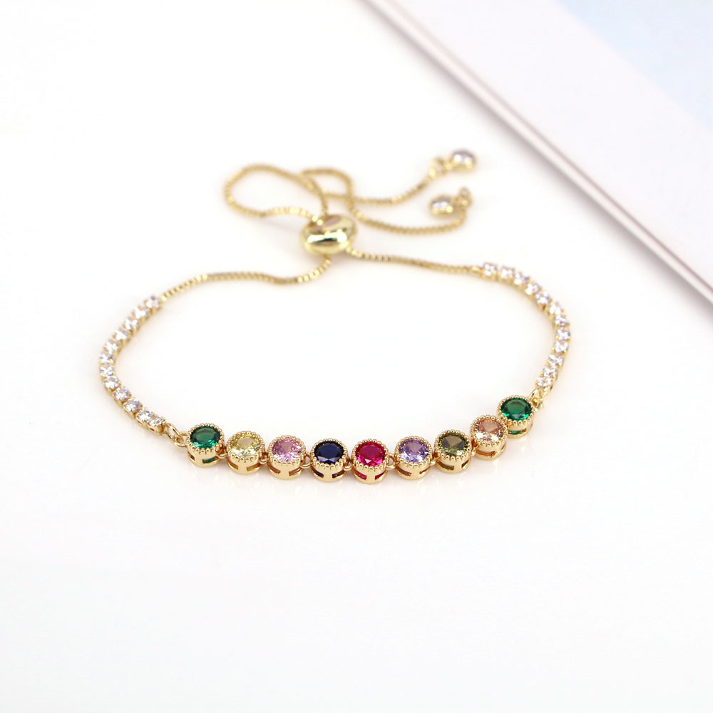 Fashion Colorful Copper Bracelets Gold Plated Zircon Copper Bracelets