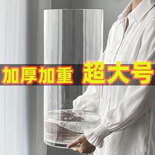 简约现代鱼缸高端落地玻璃花瓶透明花瓶直筒设计美观水养花瓶