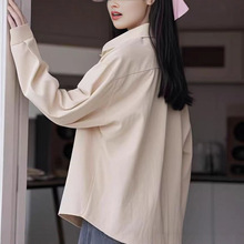 2025年秋季新款韩版宽松设计感长袖衬衫女不规则娃娃领衬衣上衣潮