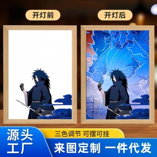 Naruto Lighting Painting Uchiha Banyan Skunk with Earth Naruto Sasuke Night Light Bedside Ornaments Luminous Painting