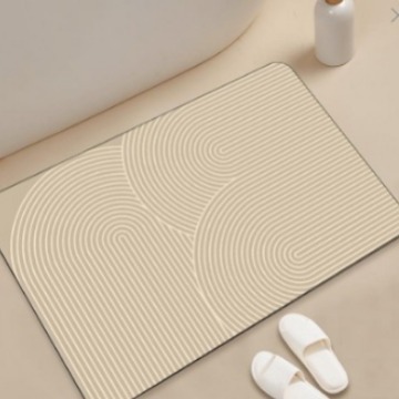 Japanese Striped Diatomite Bath Mat Non-slip Quick-drying Floor_voghion.com
