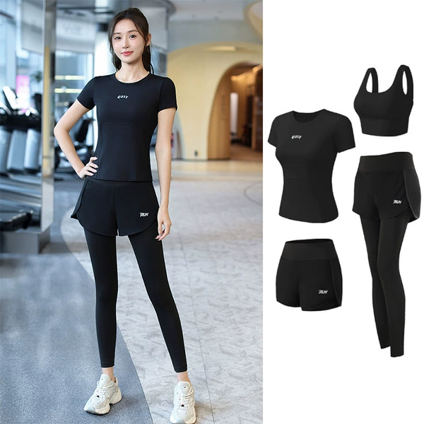 ≯Osidian Black [Short Sleeve] Four-piece Set (Black Pants)