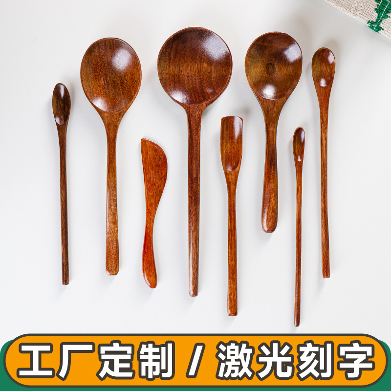 상업용 일본식 스푼, 밥 스푼, 디저트 스푼, 나무 스푼, 도매 긴 손잡이 나무 스푼, 원목 식기