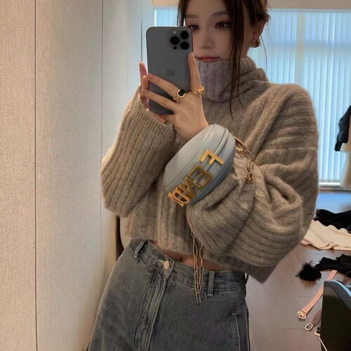 Lazy Style Retro Loose High Collar Knit Top for Women Autumn/Winter Upstairs Slimming Casual Sweatshirt Cardigan