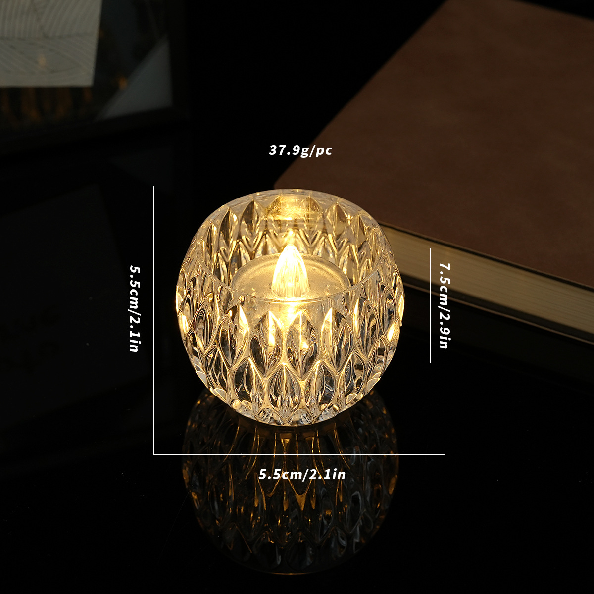 Navidad copo de nieve luz de vela electrónica LED sin humo té cera simulación vidrio fiesta de cumpleaños ambiente romántico luz de vela