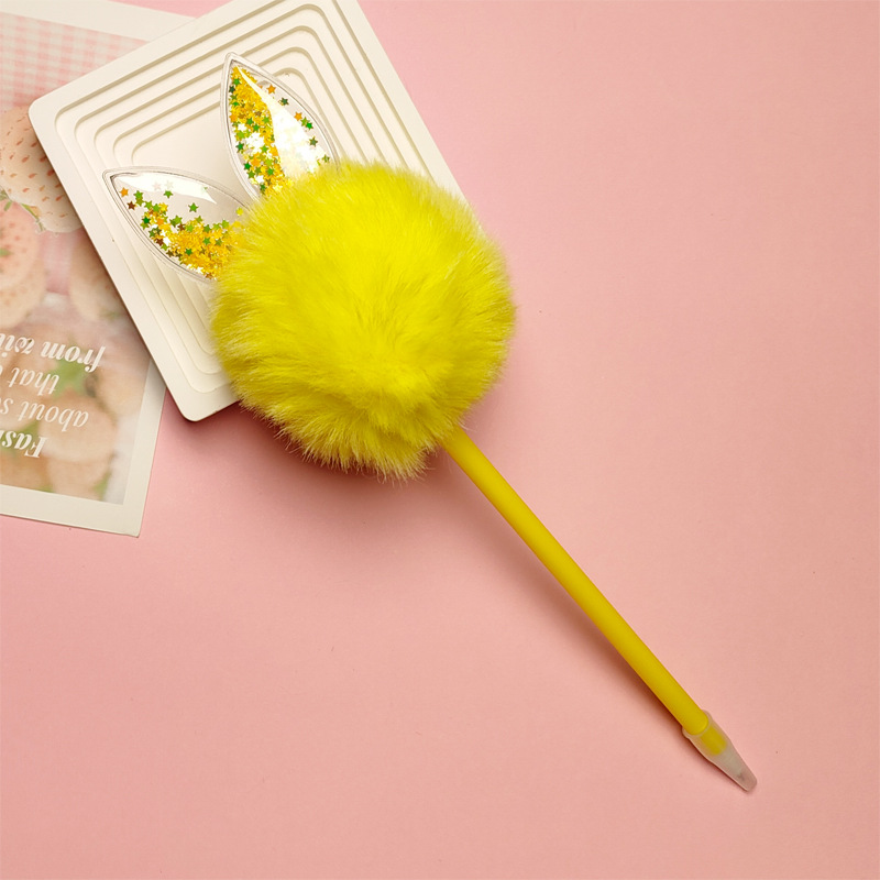 1 Piece Hairball Class Learning PVC Rabbit Fur Plastic Cute Ballpoint Pen display picture 7