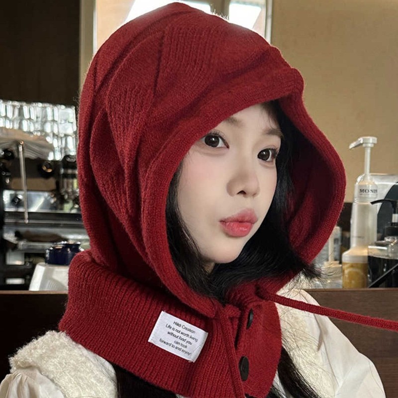 韩版巴拉克拉法帽秋冬季保暖帽子女围脖护耳一体帽时尚百搭针织帽|undefined