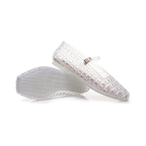 Cross-border new hollow sandals, transparent jelly elastic crystal toe caps, versatile flat bottoms, breathable and comfortable Mary Jane shoes