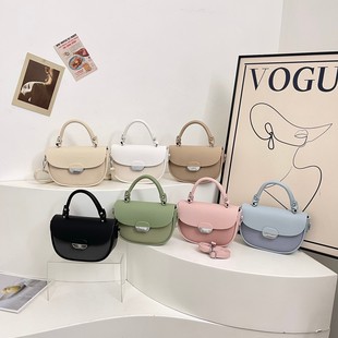 Handbag 2024 Cross-Border New Fashion Stitching Single Shoulder Crossbody Bag Trend Texture Lock Underarm Saddle Bag