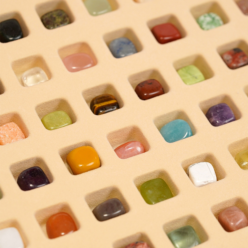 Gem Master 126-Piece Natural Crystal Rough Stone Rolling Set Specimen Gift Box with Cartoon Design, Perfect for Toys, Learning Displays, and Decorations