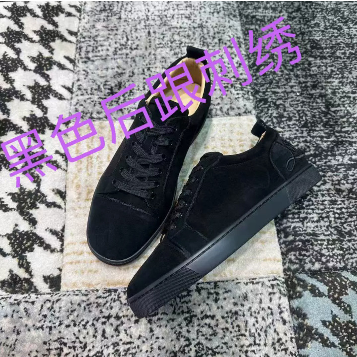 European Red-Soled Trendy New Fashion Embroidered Men's Shoes Fur Export Sneakers Black Casual Cross-Border Exclusive Supply