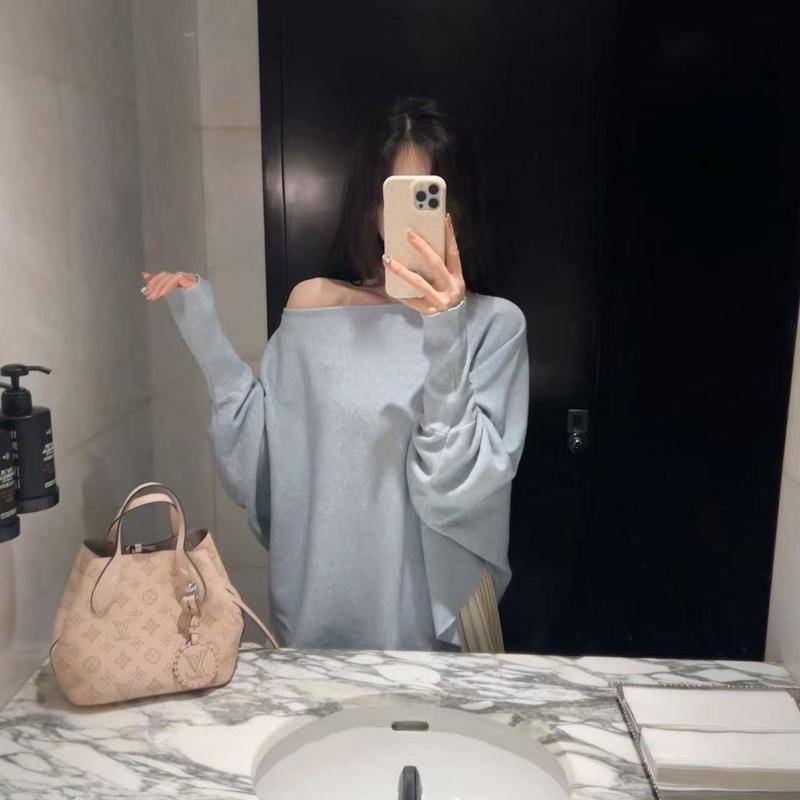 新款宽松蝙蝠袖毛针织女秋冬软糯慵懒感百搭上衣奶杏色卡其色咖色|undefined