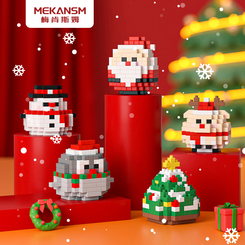 Mekensham bloques de construcción montaje juguetes Navidad regalo decoración muñeco nieve viejo ELK educativo pequeñas partículas en stock