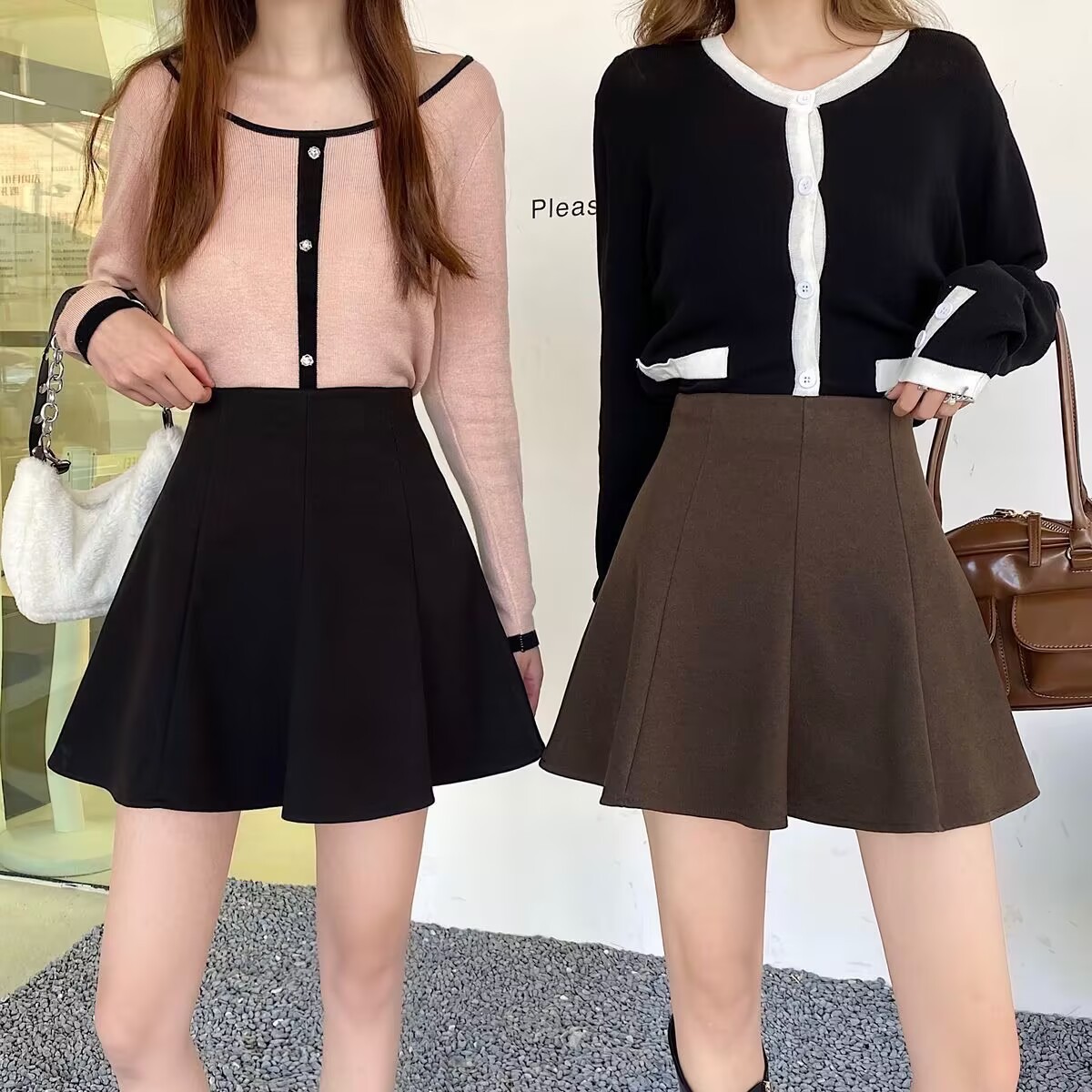 GraceChic GraceChic GraceChic Automne Hiver Grande Taille Épaissie Style Européen Et Américain Demi-Longueur Femmes Petit Laine À Volants Bouffant A-ligne Court_voghion.com