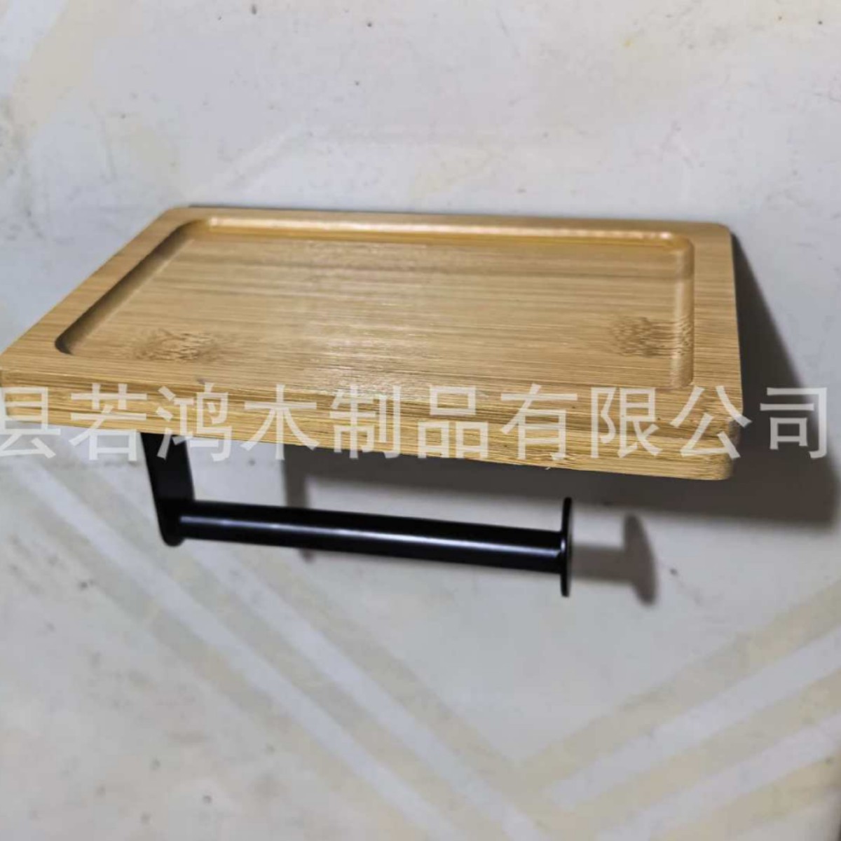 철재와 목재 결합형 수납선반(단층 검정색)