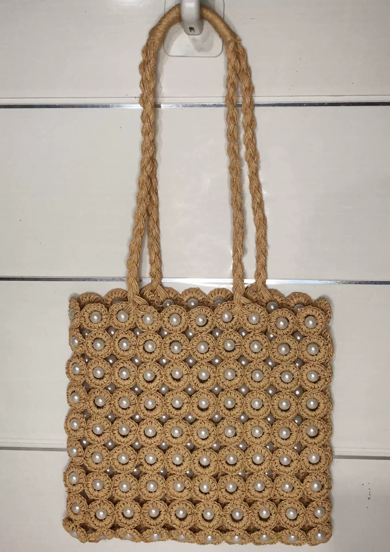 ZA新款女包珍珠镶饰编织包单肩手提购五包草编包夏季海边个性