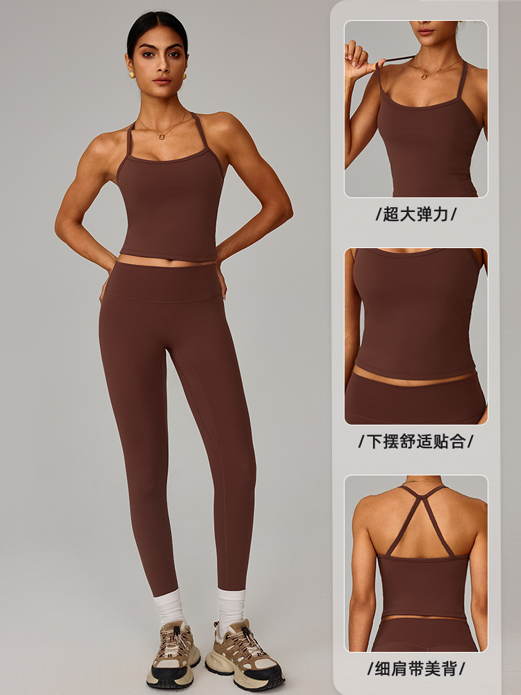 Cross-Border Winter Brushed Beautiful Back Yoga Vest Quick-Drying Fitness Top Outer Wear Running Sports Vest for Women 8519