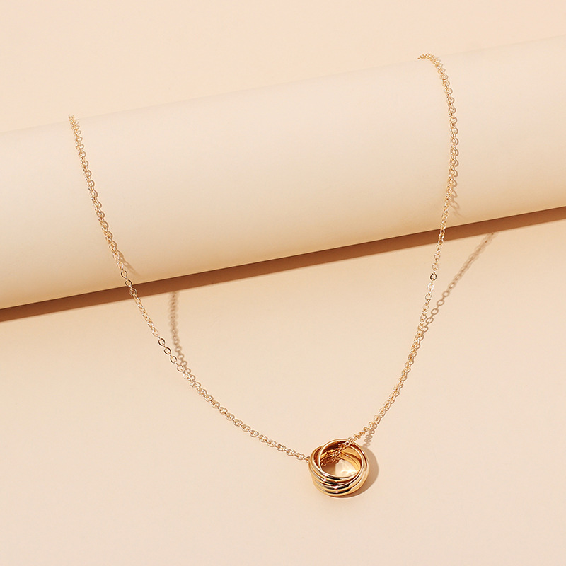 7g Weight Necklace Classification Wedding, Travel Occasion Women'S Gender Gold, Silver Color Hip-hop Geometric Ring Pendent Necklace 3