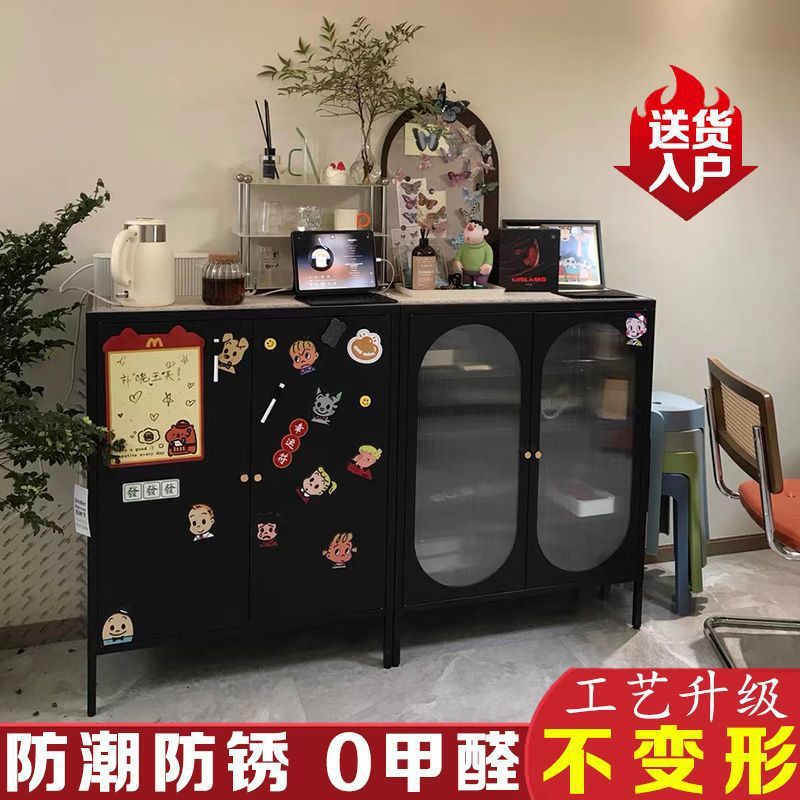 Thickened Sideboard Rental House Storage Cabinet Home Wine Cabinet Living Room Wall Display Cabinet Tea Cabinet Iron Storage Cabinet