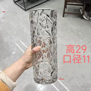 加厚花瓶水养富贵竹玫瑰百合干花插花摆件大号客厅北欧瓶玻璃透明