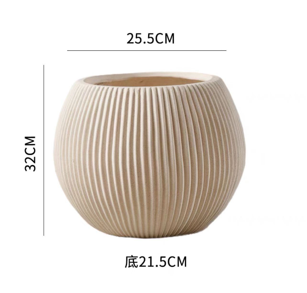 Maceta grande de suelo de barro de magnesio nórdico, decoración suave de bola redonda minimalista, sala de estar, casa de familia, centro comercial, decoración de villa