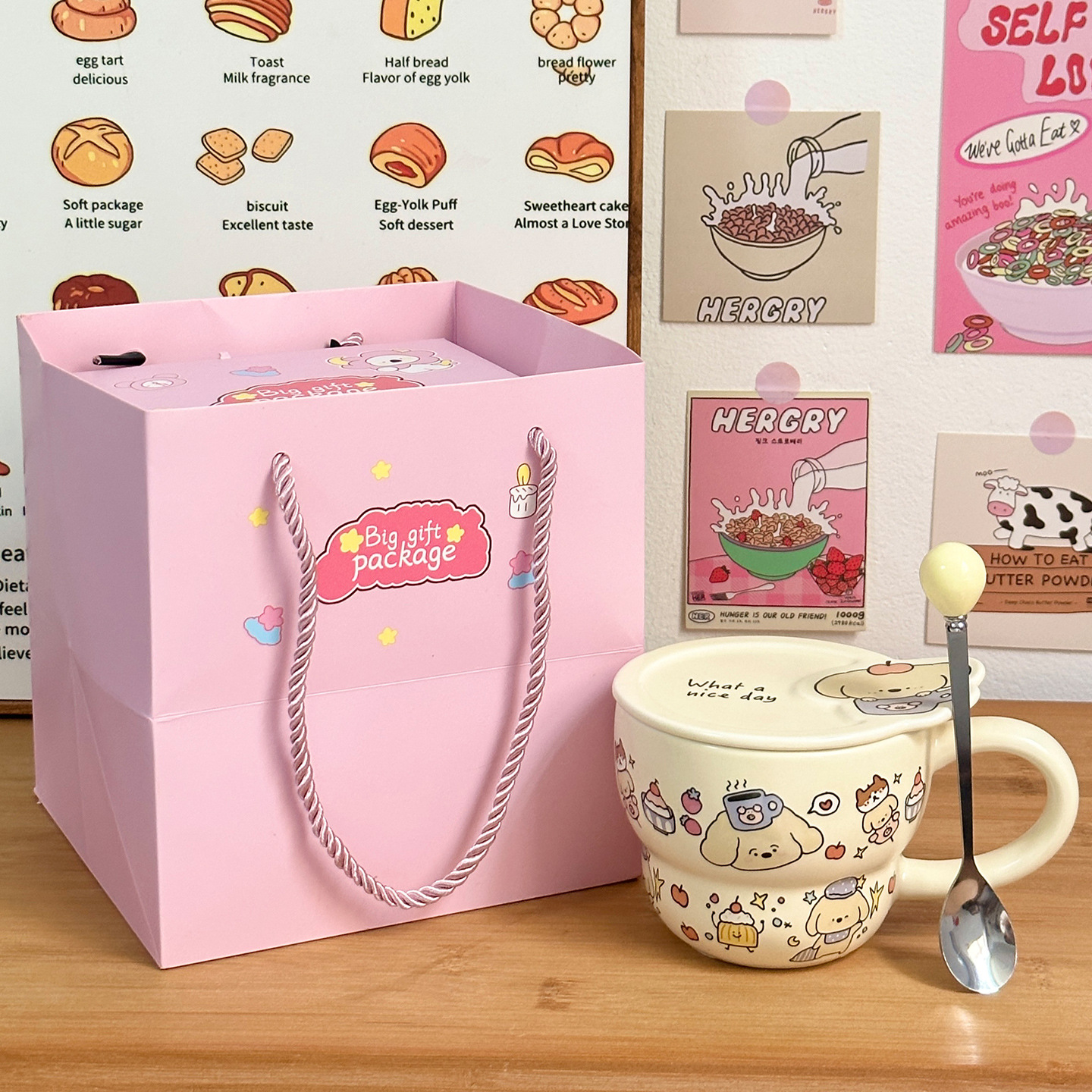 Taza de cerámica Taza con tapa Taza de agua para niñas de alto valor Regalo de cumpleaños en casa Regalo de mano Taza de café de pareja