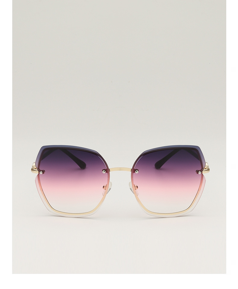 Elegant Style Green, Gold Color Elegant Gradient Color PC UV400 Protection Polygon Frameless Women's Sunglasses