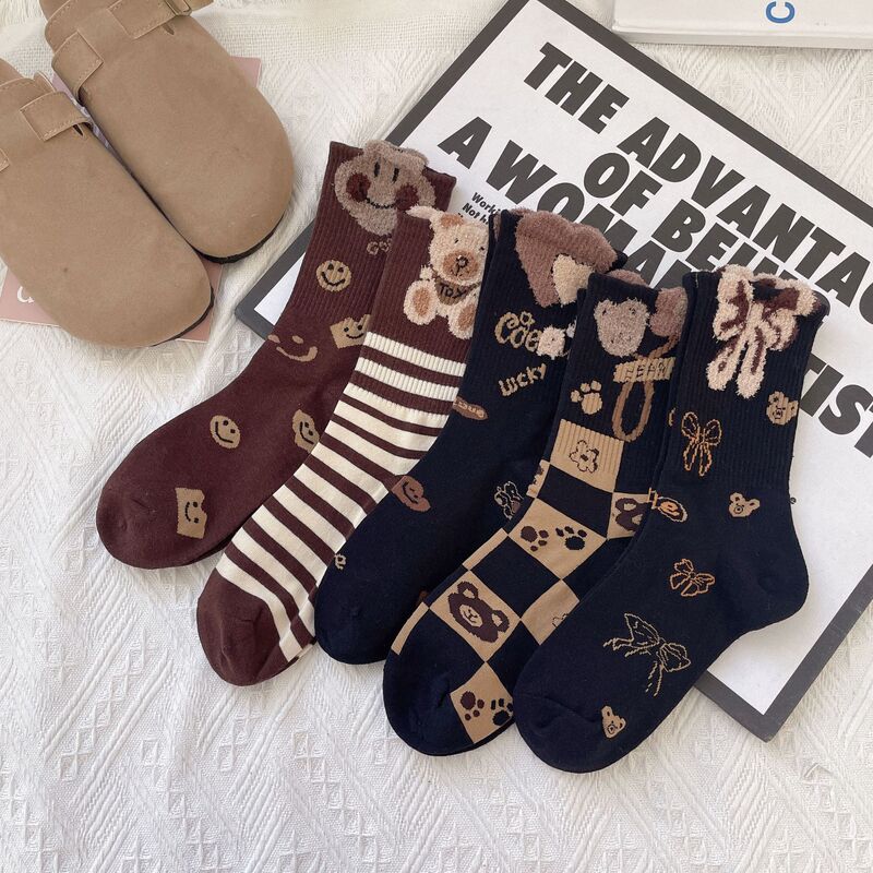 Creative autumn and winter cartoon bear socks women's high socks three-dimensional Heavy Industry bow love live versatile women's socks Creative autumn and winter cartoon bear socks women's high socks three-dimensional Heavy Industry bow love live versatile women's socks