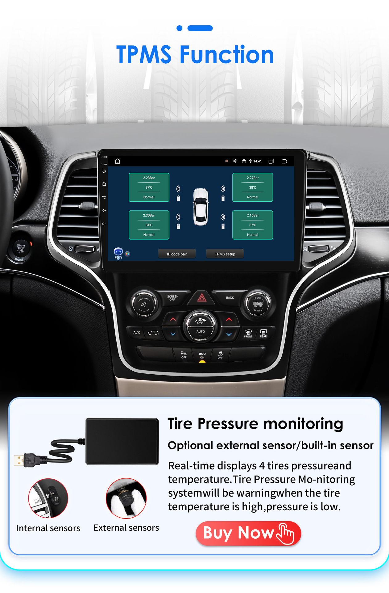 10inch Suitable for 14-22 Jeep Grand Cherokee Android Smart Large-Screen Car Central Control and Navigation All-In-One Machine