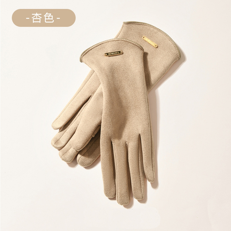 日本の手袋の冬の女性のベルベットは、車のタッチパネルのベルベットの保温防寒手袋の冬の国境を越えた
