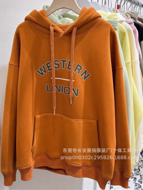 美式重磅500G秋冬连帽卫衣女oversize国潮加绒加厚慵懒风宽松上衣|undefined