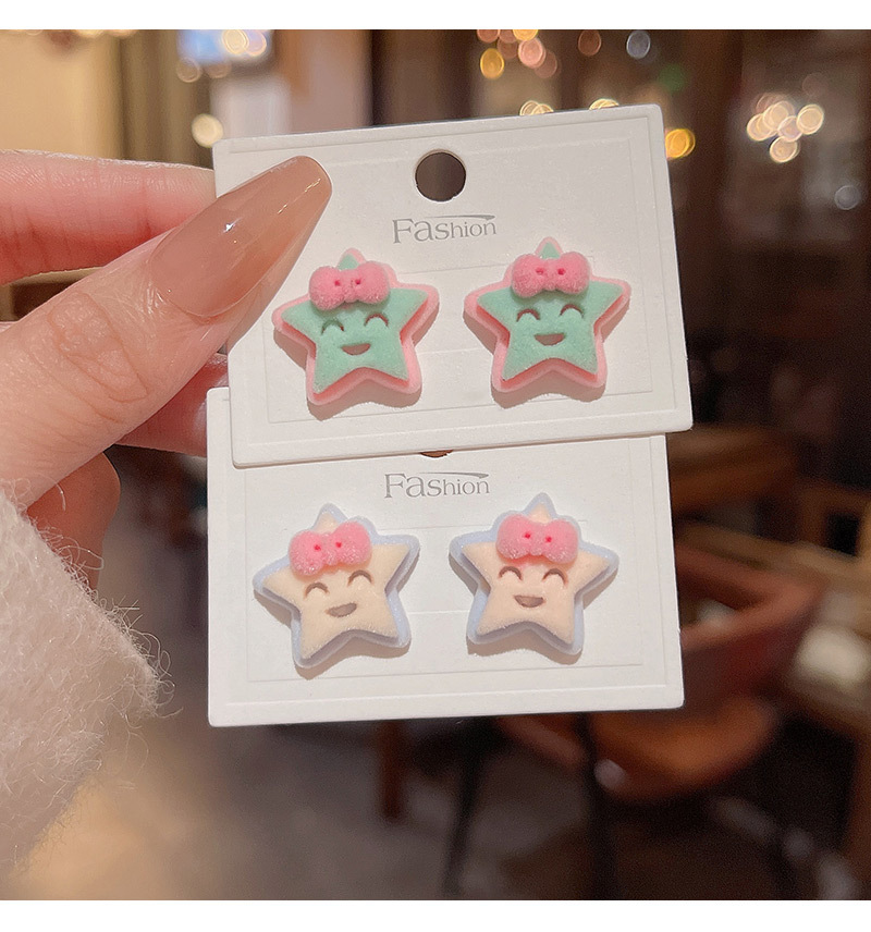 Simple Style Star Flocking Handmade Women's Ear Studs 1 Pair display picture 7